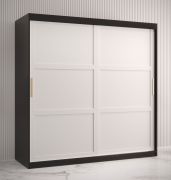 Armoire penderie 10 compartiments Liskamm 15 | 200 x 180 x 62 cm | Noir mat / Blanc mat | 2 portes coulissantes