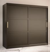 Armoire penderie Liskamm 20 noir mat | 200 x 200 x 62 cm | 10 compartiments | 2 tringles | Portes coulissantes