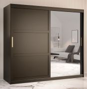 Armoire noire mat Liskamm 44 | Porte miroir | 200 x 200 x 62 cm | 10 compartiments | 2 tringles