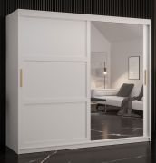 Armoire penderie Liskamm 41 | 1 porte miroir | Blanc mat | 200 x 200 x 62 cm | 10 compartiments, 2 tringles