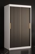 Armoire Balmenhorn 50 avec 5 compartiments | 2 penderies | Blanc mat / Noir mat | 200 x 100 x 62 cm