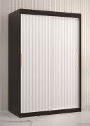 Armoire Balmenhorn 55 | Noir mat / Blanc mat | 200 x 120 x 62 cm | 5 compartiments | 2 penderies