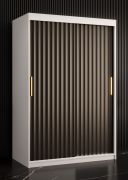 Armoire Balmenhorn 54 | Blanc mat & Noir mat | 200 x 120 x 62 cm | 5 étagères & 2 penderies