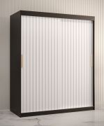 Armoire Balmenhorn 59 | 5 compartiments | Noir mat / Blanc mat | 200 x 150 x 62 cm | Rangement spacieux