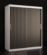 Armoire Balmenhorn 58 moderne | Blanc mat / Noir mat | 200 x 150 x 62 cm | Grand espace de rangement