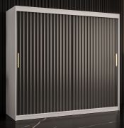 Armoire contemporaine Balmenhorn 66 | Grand espace de rangement | Blanc mat et noir mat | 200 x 200 x 62 cm | 10 compartiments, 2 tringles