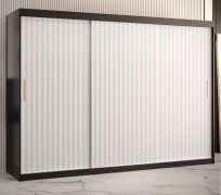 Armoire Balmenhorn 71 avec 10 compartiments | 3 portes coulissantes | Noir mat / Blanc mat | 200 x 250 x 62 cm