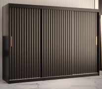 Armoire 3 portes Balmenhorn 72 | Design épuré | Noir mat | 200 x 250 x 62 cm | 10 compartiments, 2 penderies
