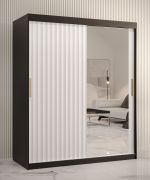 Armoire Balmenhorn 83 avec miroir | 5 compartiments | Noir mat / Blanc mat | 200 x 150 x 62 cm
