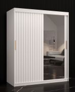 Armoire moderne Balmenhorn 81 | 1 porte miroir | Blanc mat | 200 x 150 x 62 cm | 5 étagères, 2 penderies