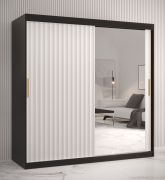 Armoire Balmenhorn 87 | Noir mat & Blanc mat | 200 x 180 x 62 cm | Porte miroir élégante