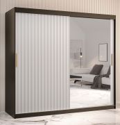 Armoire Balmenhorn 91 | Design épuré | 200 x 200 x 62 cm | Noir mat / Blanc mat | 1 porte miroir