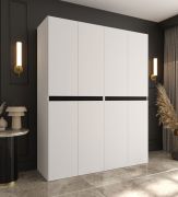 Armoire / Blanche / 8 portes battantes / 6 compartiments / Système de fermeture Soft-Close / 2 tringles à vêtements / 160 x 52 x 203 cm / Finition haut de gamme / Pour chambre à coucher