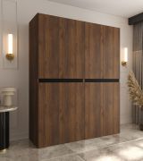 Armoire à portes battantes / Couleur : Noyer Warmia / 8 portes battantes / 6 compartiments / 2 tringles à vêtements / Armoire / 180 x 52 x 203 cm / Finition haut de gamme / Système de fermeture Soft-Close