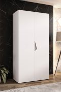 Armoire à portes battantes / Penderie / 1 mètre de large / ABS protection des bords / Poignées : Cachemire / Couleur : Blanc / Dimensions : 100 x 52 x 202 cm / Pour chambre à coucher