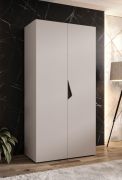 Armoire à portes battantes / Penderie / 1 mètre de large / ABS protection des bords / Poignées : Noir / Couleur : Cachemire / Dimensions : 100 x 52 x 202 cm / Pour chambre à coucher