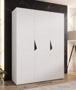 Penderie / 3 portes / Couleur : Blanc / Poignées : Noir / Dimensions : 150 x 52 x 202 cm / 2 tringles à vêtements / 2 compartiments / Armoire à portes battantes