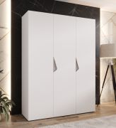 Penderie / 3 portes / Couleur : Blanc / Poignées : Cachemire / Dimensions : 150 x 52 x 202 cm / 2 tringles à vêtements / 2 compartiments / Armoire à portes battantes