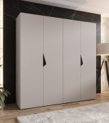 Armoire à portes battantes / 2 mètres de large / 2 tringles à vêtements / Couleur : Cachemire / Poignées : Noir / Dimensions : 200 x 52 x 202 cm / Penderie / 2 compartiments / 4 portes