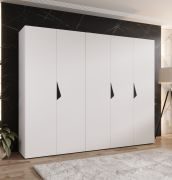 Armoire / 5 portes / Couleur : Blanc / 2,5 mètres de large / Poignées : Noir / 3 tringles à vêtements / 3 compartiments / Dimensions : 250 x 52 x 202 cm / Protection des bords ABS