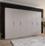Armoire à portes battantes / Penderie / Couleur : Cachemire / 3 mètres de large / 6 portes / Poignées : Cachemire / 4 compartiments / Dimensions : 300 x 52 x 202 cm / 4 tringles à vêtements