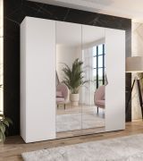 Armoire à portes battantes / Couleur : Blanc / 2 portes miroir / Poignées : Cachemire / 2 compartiments / 2 tringles à vêtements / Dimensions : 200 x 52 x 202 cm / Fonction Soft-Close