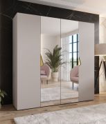 Armoire à portes battantes / Couleur : Cachemire / 2 portes miroir / Poignées : Or / 2 compartiments / 2 tringles à vêtements / Dimensions : 200 x 52 x 202 cm / Fonction Soft-Close