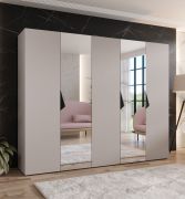 Armoire / 2 portes miroir / Couleur : Cachemire / 2,5 mètres de large / 3 compartiments / Poignées : Noir / 3 tringles à vêtements / Dimensions : 250 x 52 x 202 cm / Soft-Close