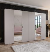 Armoire à portes battantes / penderie / Couleur : Cachemire / 2 portes à miroir / 4 compartiments / Poignées : cachemire / 4 tringles à vêtements / Dimensions : 300 x 52 x 202 cm / Chants ABS