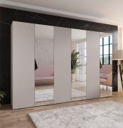 Armoire / 3 portes miroir / 3 compartiments / Couleur : Cachemire / 3 tringles à vêtements / Poignées : Noir / Dimensions : 300 x 52 x 202 cm / Fonction Soft-Close