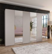 Armoire / 3 portes miroir / 3 compartiments / Couleur : Cachemire / 3 tringles à vêtements / Poignées : Or / Dimensions : 300 x 52 x 202 cm / Fonction Soft-Close