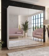 Armoire / Couleur : Blanc / 2 mètres de large / 2 compartiments / Poignées : Or / 2 tringles à vêtements / Armoire de chambre avec miroir / Dimensions : 200 x 52 x 202 cm / Fonction Soft-Close