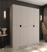 Armoire à portes battantes / Cachemire / 8 portes battantes / 6 compartiments / 2 tringles à vêtements / Armoire / 180 x 52 x 203 cm / Finition haut de gamme / Système de fermeture Soft-Close / Portes sans poignées