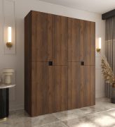 Armoire à portes battantes / Couleur : Noyer Warmia / 8 portes battantes / 6 compartiments / 2 tringles à vêtements / Armoire / 180 x 52 x 203 cm / Finition haut de gamme / Système de fermeture Soft-Close / Portes sans poignées