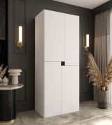 Armoire à portes battantes / Penderie / Blanche / 4 portes battantes / 3 compartiments / 1 tringle à vêtements / 80 x 52 x 203 cm / Pour chambre à coucher / Système de fermeture Soft-Close