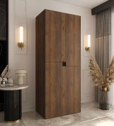 Armoire à portes battantes / Penderie / Couleur : Noyer Warmia / 4 portes battantes / 3 compartiments / 1 tringle à vêtements / 80 x 52 x 203 cm / Pour chambre à coucher / Système de fermeture Soft-Close