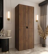 Armoire / Armoire à portes battantes / Couleur : Noyer Warmia / 4 portes battantes / 3 compartiments / 1 tringle / 90 x 52 x 203 cm / Pour chambre à coucher / Système de fermeture Soft-Close