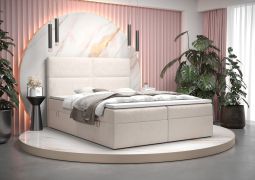 Lit une place au design épuré Pirin 31 beige | Couchage 140 x 200 cm | 2 espaces de rangement | Matelas à ressorts Bonell H3