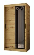 Armoire à portes coulissantes / Couleur : Chêne artisan / 5 compartiments / 2 tringles à vêtements / Finition haut de gamme / 100 x 62 x 200 cm / Armoire / Porte miroir / Design moderne