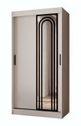 Armoire à portes coulissantes / Blanc mat / 5 compartiments / 2 tringles à vêtements / Finition haut de gamme / 100 x 62 x 200 cm / Armoire / Porte miroir / Design moderne