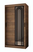 Armoire à portes coulissantes / Couleur : Noyer Warmia / 5 compartiments / 2 tringles à vêtements / Finition haut de gamme / 100 x 62 x 200 cm / Armoire / Porte miroir / Design moderne