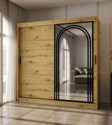 Armoire / Couleur : Chêne artisan / 10 compartiments / 2 tringles à vêtements / Finition haut de gamme / 200 x 62 x 200 cm / Armoire à portes coulissantes / Porte miroir décorative