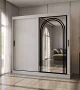 Armoire / Blanc mat / 10 compartiments / 2 tringles à vêtements / Finition haut de gamme / 200 x 62 x 200 cm / Armoire à portes coulissantes / Porte miroir décorative