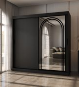 Armoire / Noir mat / 10 compartiments / 2 tringles à vêtements / Finition haut de gamme / 200 x 62 x 200 cm / Armoire à portes coulissantes / Porte miroir décorative