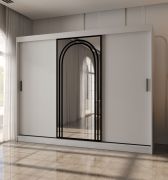 Armoire à portes coulissantes / Blanc mat / 10 compartiments / 2 tringles / 250 x 62 x 200 cm / Armoire / Porte miroir / Finition haut de gamme / Design moderne