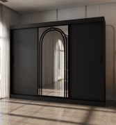 Armoire à portes coulissantes / Noir mat / 10 compartiments / 2 tringles / 250 x 62 x 200 cm / Armoire / Porte miroir / Finition haut de gamme / Design moderne