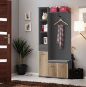 Vestiaire Ringerike 02 | Anthracite & Chêne Artisan | 203 x 90 x 32 cm | Avec coussin d’assise