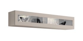 Vitrine suspendue / Éclairage LED inclus / Couleur : Cachemire / 1 porte basculante / 2 compartiments / Fonction push-to-open / Dimensions : 160 x 29 x 30 cm