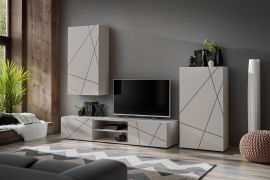 Meuble-paroi / Couleur : Cachemire / Dimensions : 250 x 45 x 180 cm / 1 armoire / 1 meuble TV bas / 1 armoire suspendue / Design moderne / 7 compartiments / Pour le salon