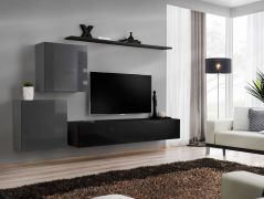 Meuble mural design Balestrand 73 | Gris/Noir | 150 x 250 x 40 cm | Push-to-open